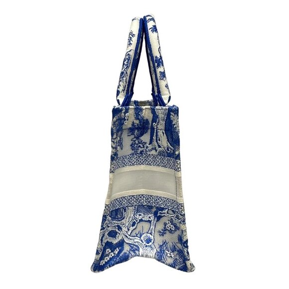Auth DIOR/ChristianDior Book tote small bag Blue White Jacquard Tote Bag - Picture 2 of 16